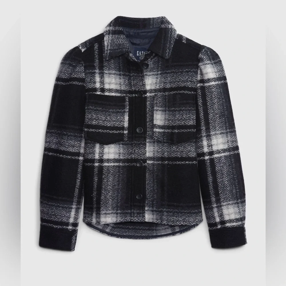 Puff Sleeve Cropped Wool Shirt Jacket - Picture 4 of 4